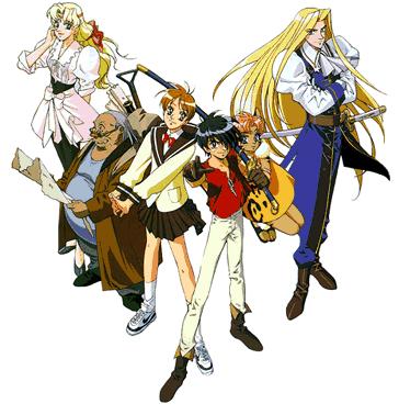 The girl in the uniform is Hitomi, she has a cool pendant that helps her tell the furture.