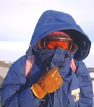 Helen in antarctic survival gear