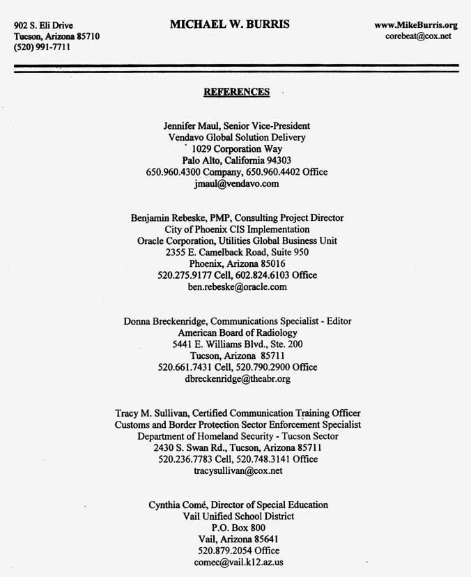 Resume References