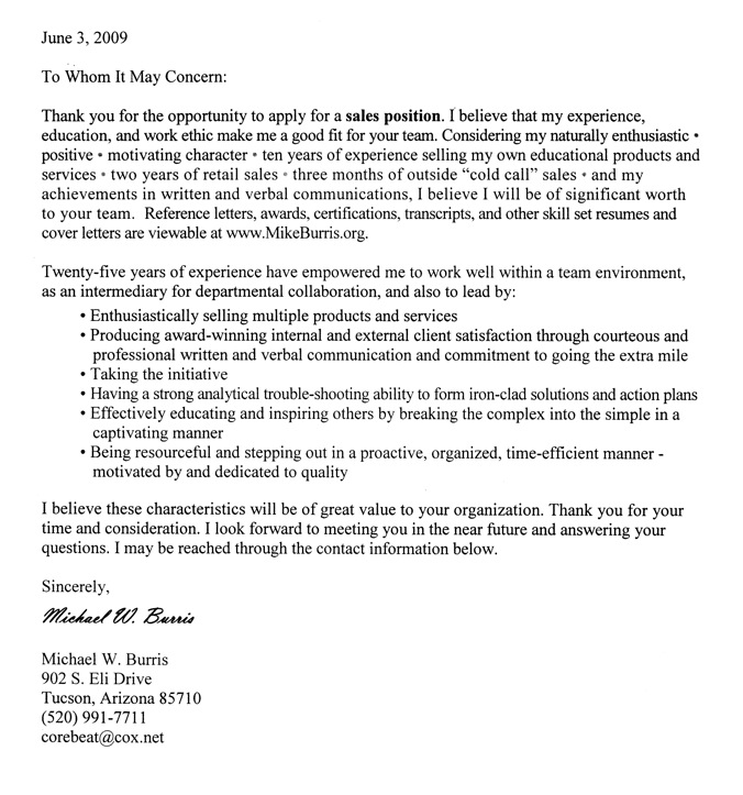 General Cover Letter