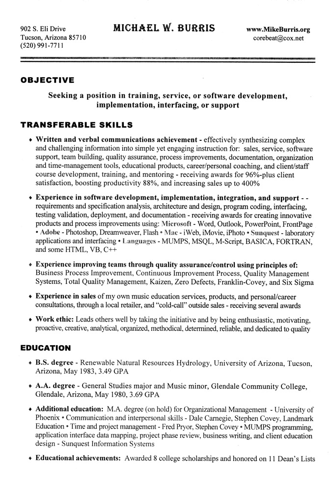 Resume - page 1
