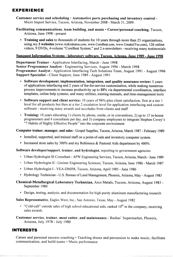 Resume - page 2