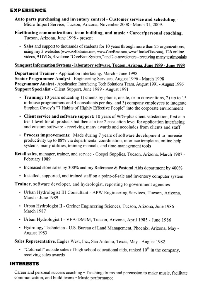 Resume - page 2
