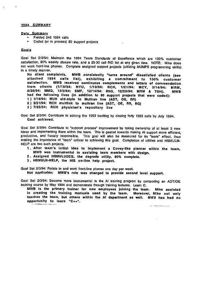 1994 Sunquest Job Review