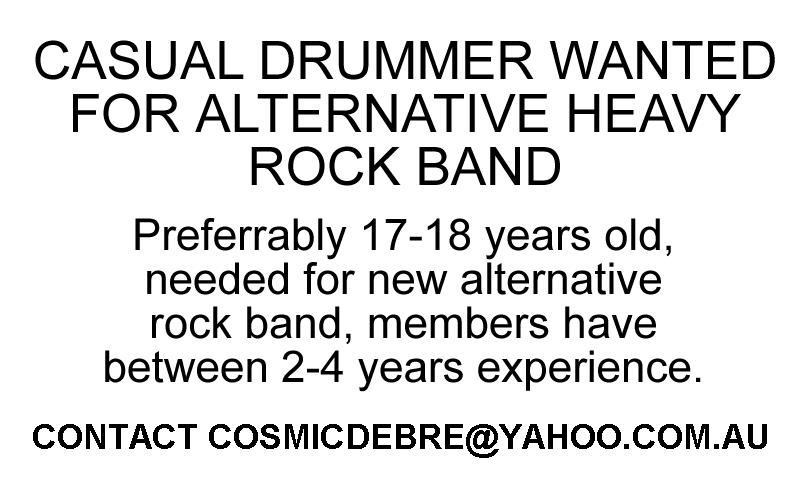 Cosmic Debre Official site Drummer Wanted