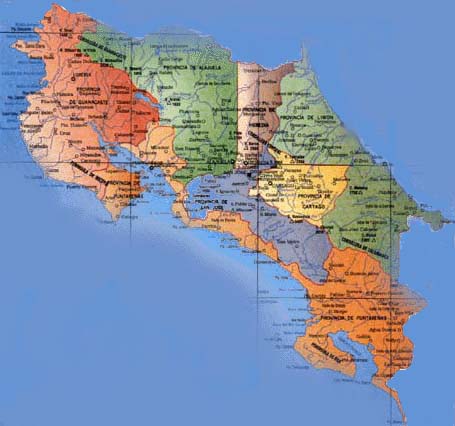 Carte du Costa Rica