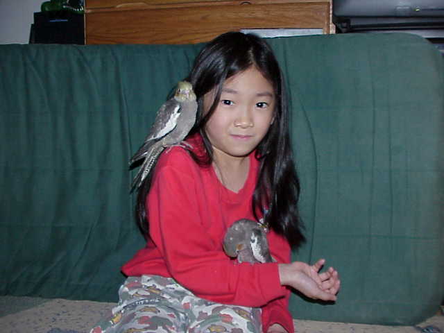 Sonia and our 2 birds