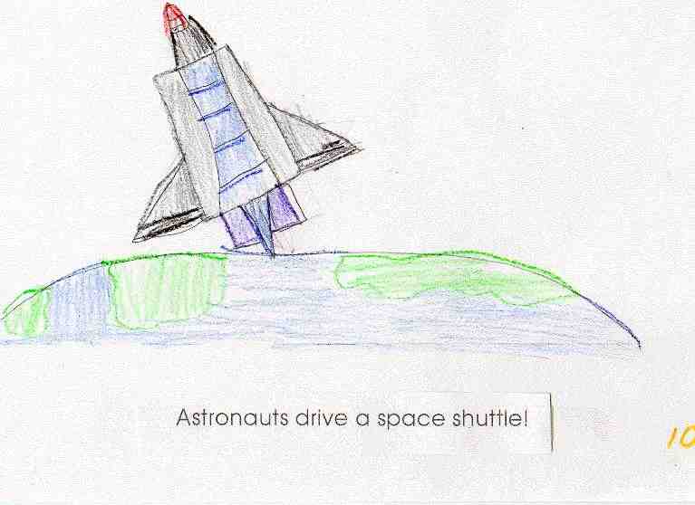 Astronauts drive a space shuttle.
