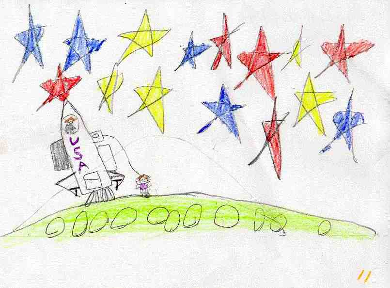 Astronauts drive a space shuttle.