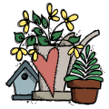 Birdhouse and Watering Can, Small