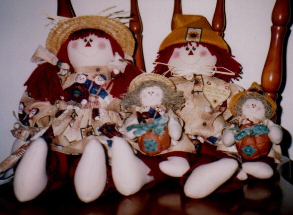 Raggy Dolls and mini Scarecrows