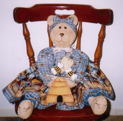 teddy with handpainted wooden bee hive