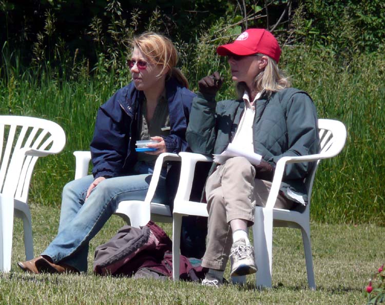 Kathy and a student at a dressage clinic with Walter Zettl WIDTH=