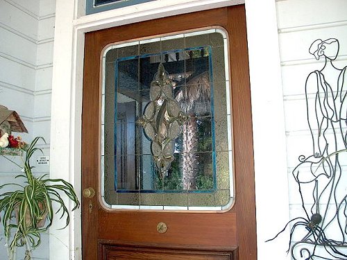 Walnut trim on Victorian house / mahogany front door