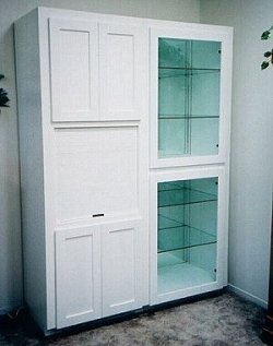 MDF cabinets designed, built, and put in later, matching lighted display cabinet