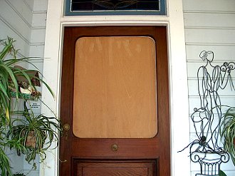 Walnut trim on Victorian house / mahogany front door
