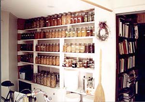 Canning and book shelves