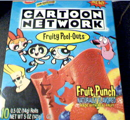 Cartoon network fruit rollups, featuring Courage the Cowardly Dog