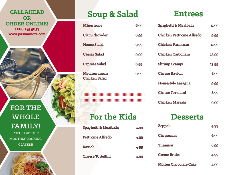 Takeout Menu Image