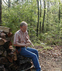 Outside with flute