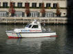 Chicago Police boat patrols the Chicago River.