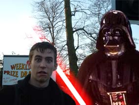 He's behind me, isn't he...