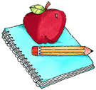Pad, pencil, apple