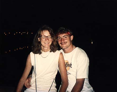 Kimberly and Craig on the river at night