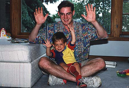 June 1992 - Craig and Maxwell holding hands up