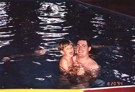 August 1994 - Craig and Maxwell in Iris' pool