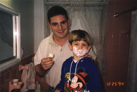 December 1994 - Craig teaching Maxwell how to shave