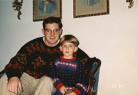 November 1994 - Craig and Maxwell sitting in a chair