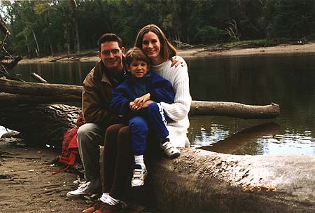 September 1995 - Craig, Maxwell and Kimberly on a log in the park by the river