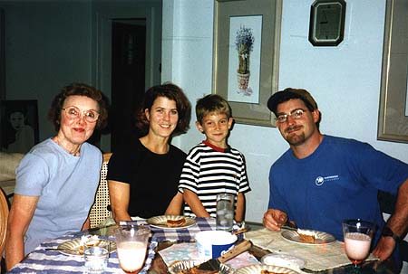 October 1997 - Grandma Jackie, Kimberly's Sister, Maxwell and Craig eating pie