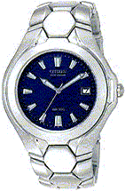 Men's Stainless Steel Eco-Drive blue dial watch