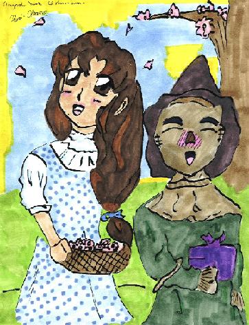 Dorothy and the Scarecrow, as drawn by Kuri Chan