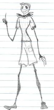 Me, drwan as a distant relative of Jack Skellington by Myuu