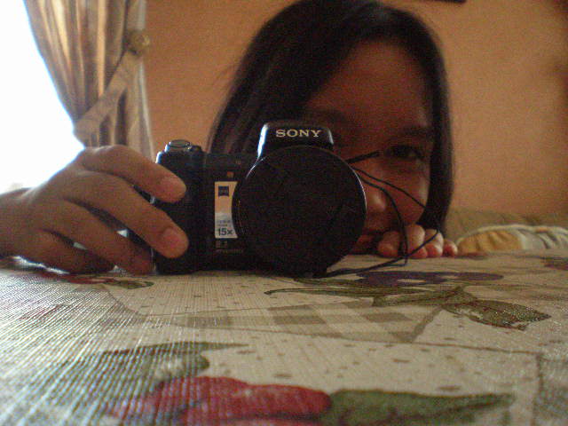 Karen playing around with the SLR camera