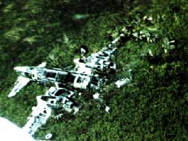 Crash wreck, in which Bob and Christian Herron were killed, of B26 Marauder 40-1426 of 22nd Bomb Group USAAF on South Kiriwina Island (Photo from 'Pacific Aircraft Wrecks and where to find them' - Charles Darby - Kookaburra 1979 - p41.