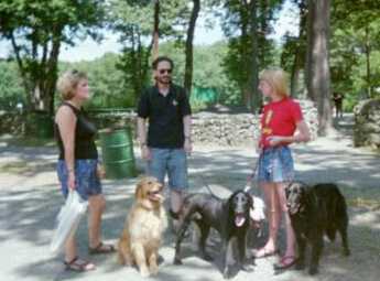 President Kate Horgan-Burke, Joel Wolf and Penny Shultz with Rowan, Asha, & Dixie