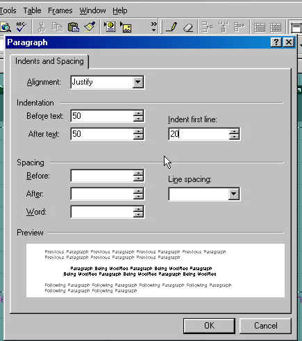 Paragraph properties