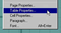 Table properties
