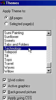 Picking and formatting a theme