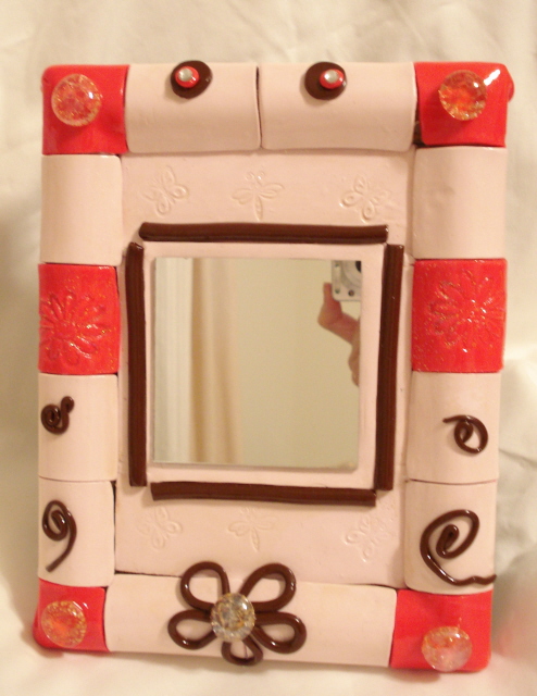 Pink mirror w/butterflies and dragonflies $25.00