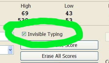 Invisible Typing checkbox