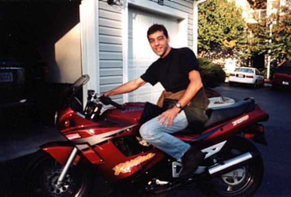 Pulling out of the garage at home.