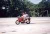 Juliana and I riding to the Road Atlanta AMA races.