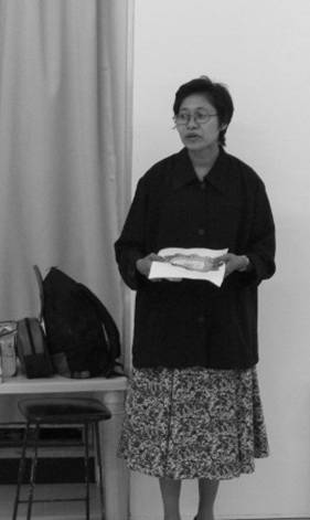 Ms. Montesclaros delivers her welcoming words to the parents and visitors. A former contemplative Dominican nun in France, she explains that she went home wondering why she was told she did not have a vocation only to find out that her real vocation is waiting here in the Philippines�that is to become a Catholic teacher.