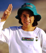 Photo of a Girl Scout demonstrating the Girl Scout Promise. � GSUSA. All rights reserved. (Photographer: Lori Adamski-Peek)