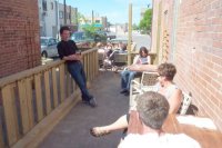On the sunny deck at Deluxe Lounge
